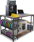 Upgraded 3D Printer Stand, Large 3D Printer Filament Storage Rack for Home Office, 2-Tier Under Desk 3D Printer Table Desk with Filament Storage for Printer Accessories Garage Workshop Studio