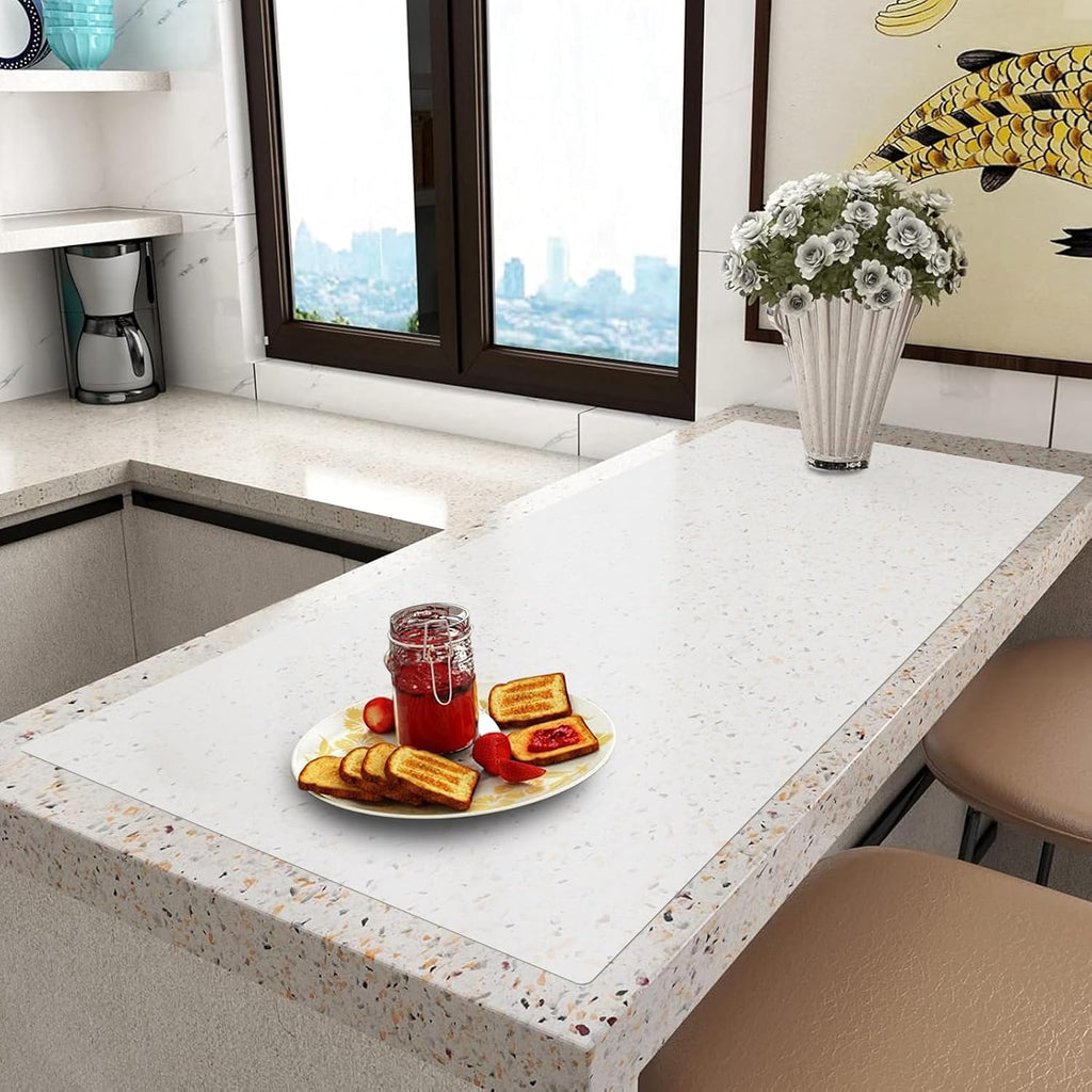 Extra Large Silicone Mat,Silicone Mats for Kitchen Counter Island Dinner Table Countertop Protector Heat Resistant Mat (120' x 48', Translucent)