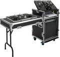 12U PA DJ Rack with DJ Table Top and Casters, Mobile 2 Tiers Studio Rack, Recording Studio Cabinet Racks for DVD Players, DJ Signal