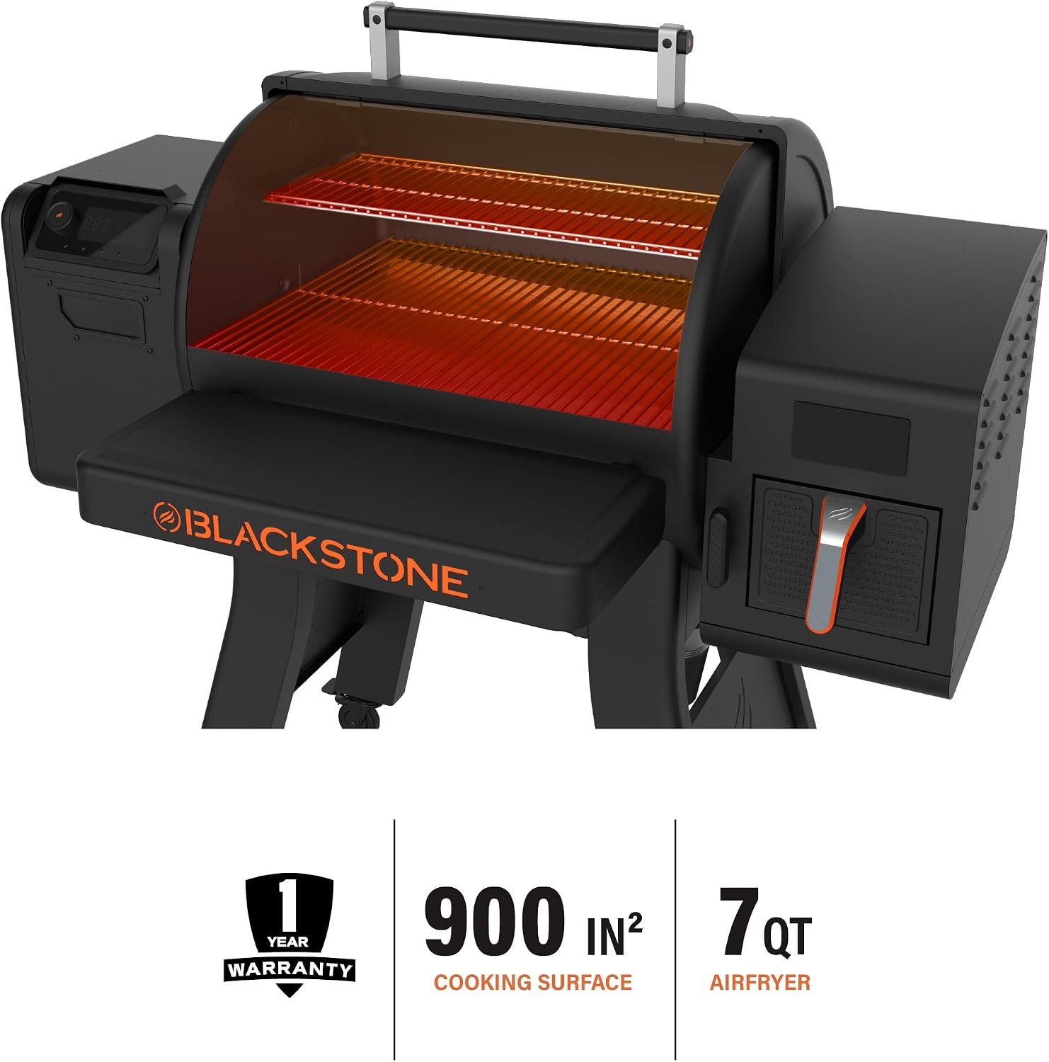 Blackstone 2258 Pellet Grill/Air Fryer Combo Unit, Powder Coated Steel, Black