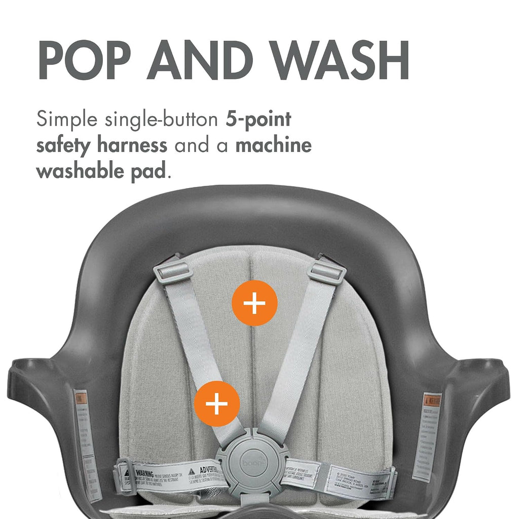 Boon GRUB Adjustable Baby High Chair - Convertible High Chair and Toddler Chair - High Chairs for Babies and Toddlers 6 Months to 6 Years - Dishwasher Safe - Gray
