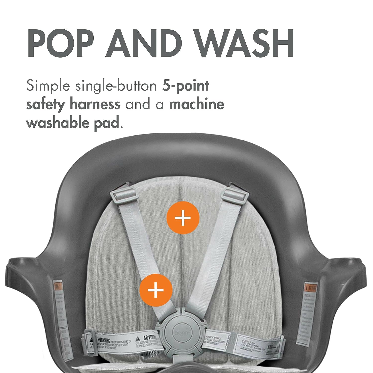 Boon GRUB Adjustable Baby High Chair - Convertible High Chair and Toddler Chair - High Chairs for Babies and Toddlers 6 Months to 6 Years - Dishwasher Safe - Gray