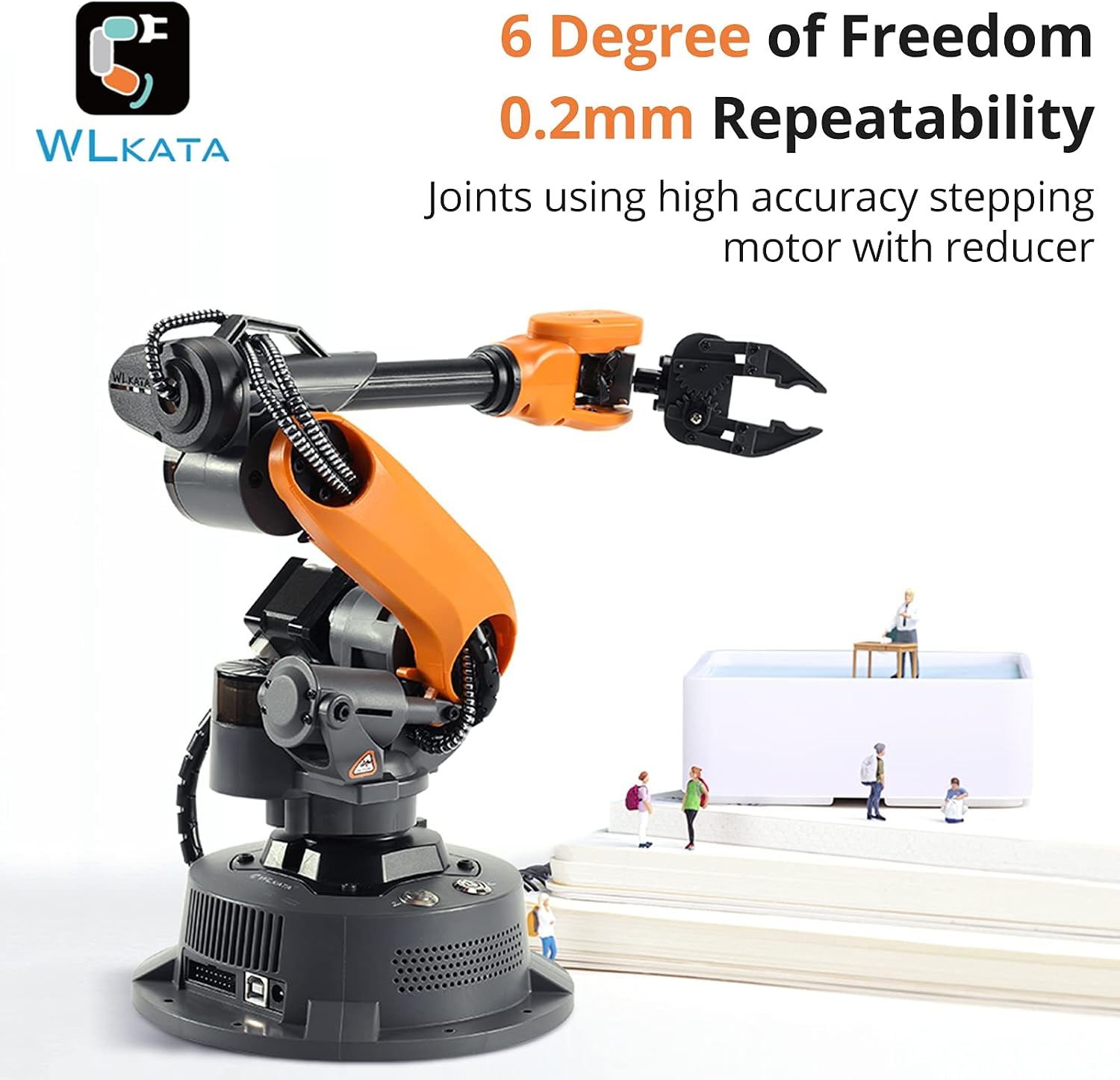 wlkata Mirobot Educational Kit Plus AI Development Suit 6DOF Mini Programmable Gripper arm Lightweight Educational Desktop Robotic arm 6DoF Lightweight Desktop Robotic Arm for K12 or 3D Printer