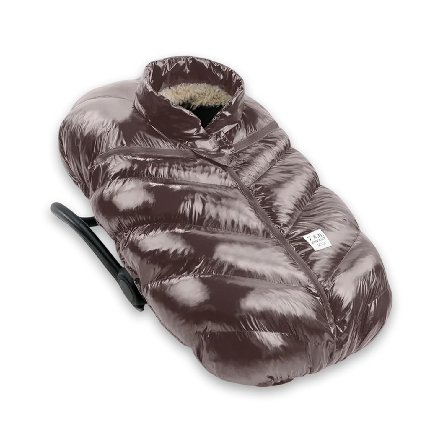 7AM Enfant Car Seat Covers - Cocoon Baby Cover for Boys & Girls, Rain & Snow Repellent, Breathable Windproof, Center Zipper, Universal Fit for Infant Car Seat (0-12M) (Brown Polar)