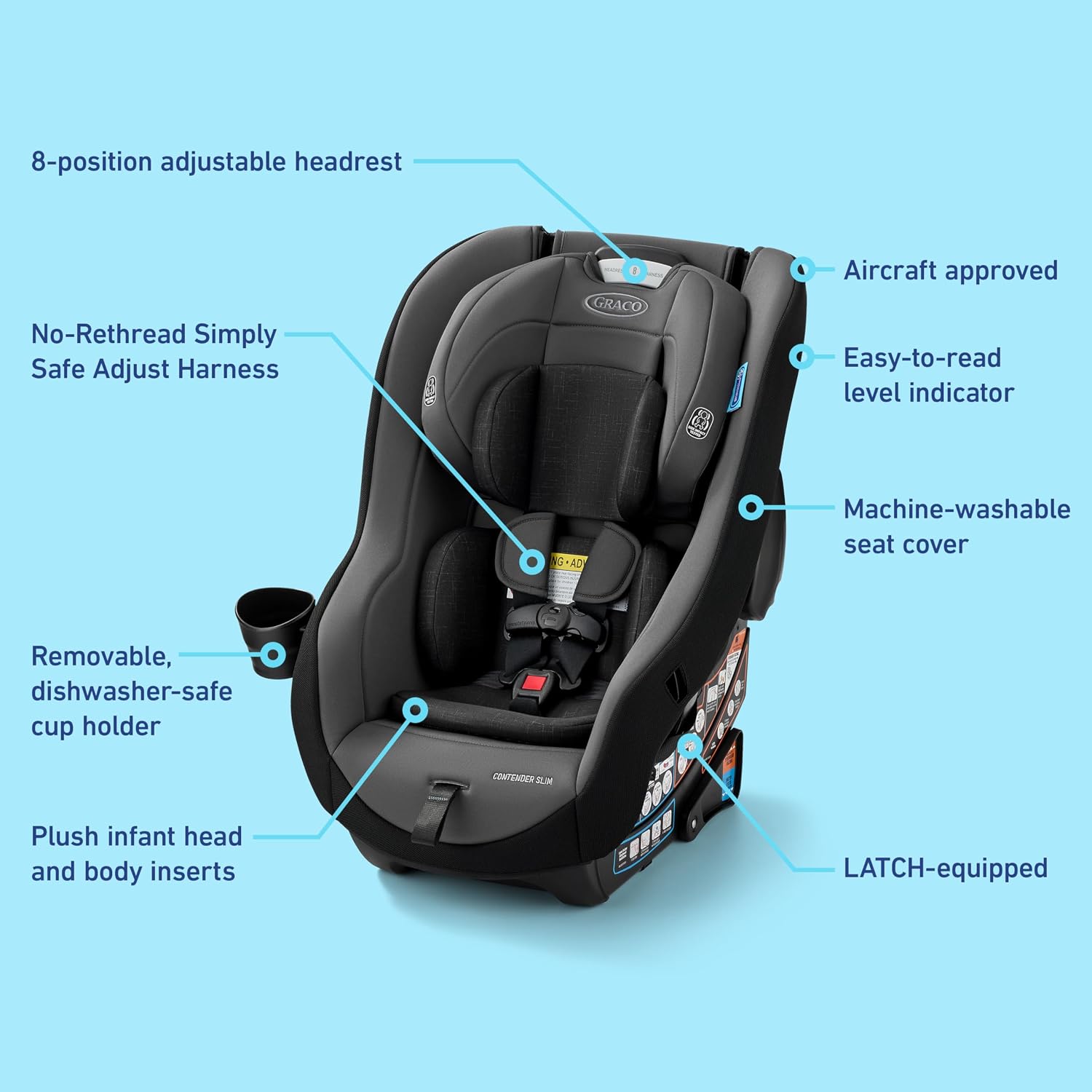 Graco® Contender Slim Convertible Car Seat, West Point