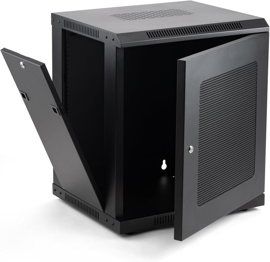 On-Stage RKD1200 12U Wall-Mount Knock-Down Rack, Enclosed Steel Cabinet for Rack-Mount Components, Black (RKD1200)