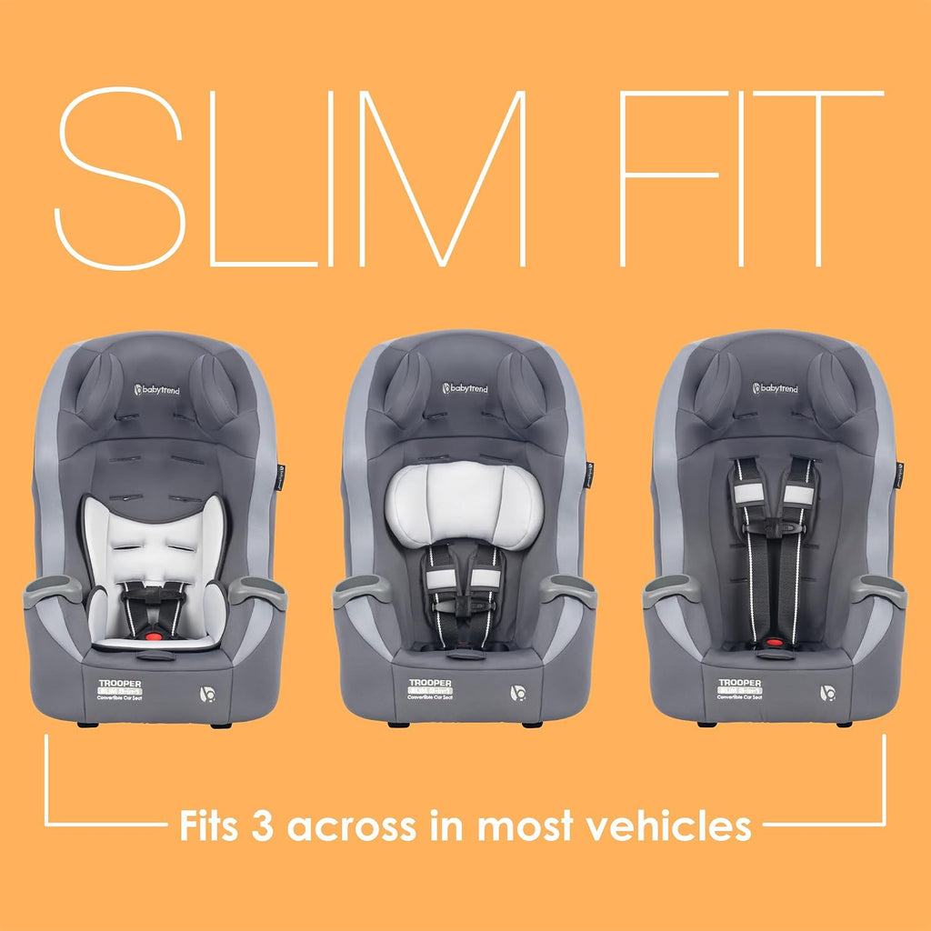 Baby Trend Trooper™ Slim 3-in-1 Convertible Car Seat, Dash Grey – Slim Fit, 3-in-1 Growth Modes, Lightweight Design, Adjustable Comfort Padding