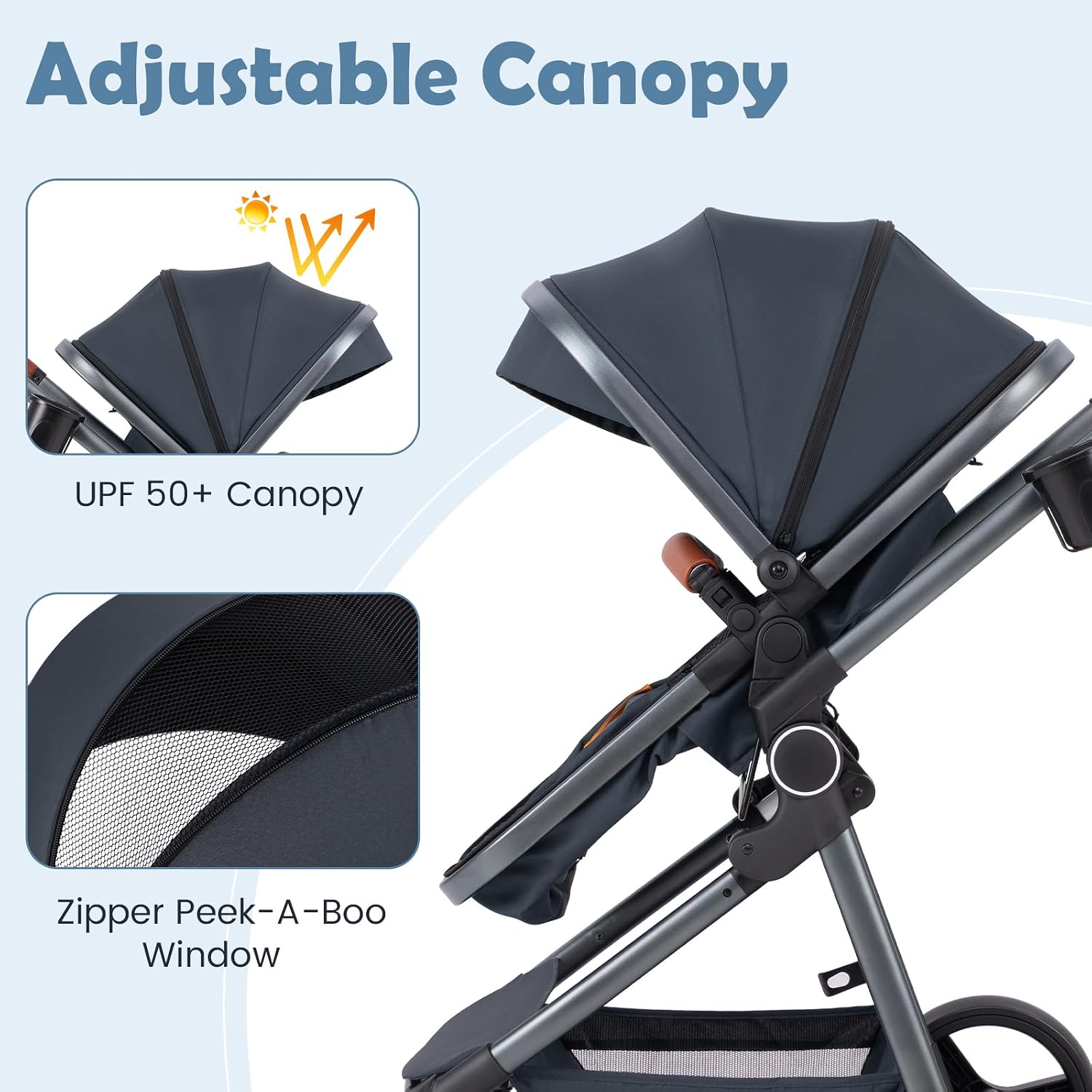 INFANS 2 in 1 Baby Stroller, Newborn Convertible Stroller Bassinet for Infant, Foldable High Landscape Shock Absorption with Reversible Seat, Aluminum Structure for Toddler Pushchair 0-36 Month