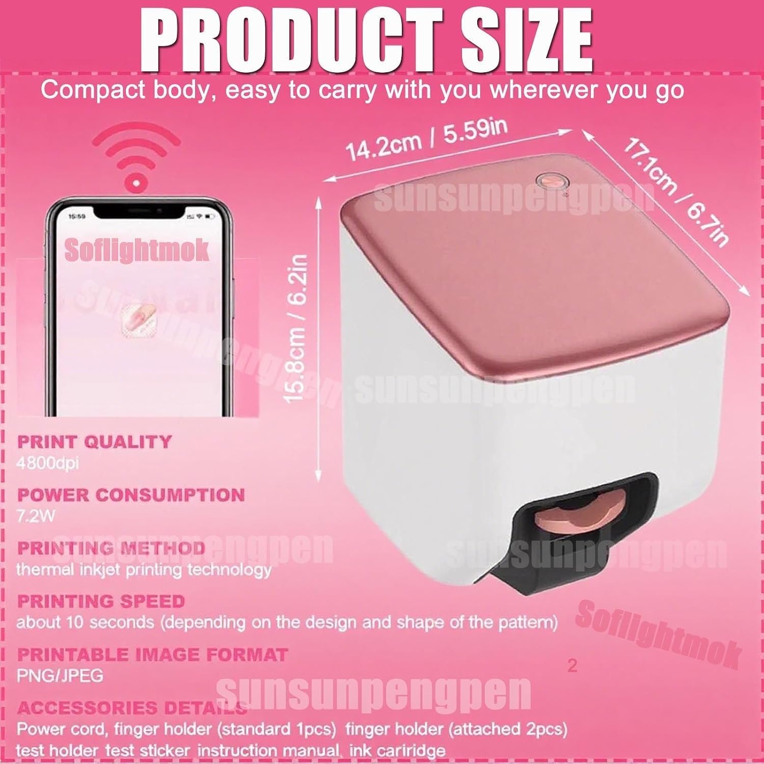 Nail Printer Nail Art Machine,Portable 3D Nail Painting Machine-Upgrade 2 Ink Cartridges,1000+ Designs, DIY Nail Printer Control Through Mobile App for Home Salon,Cute Girls Women Gift
