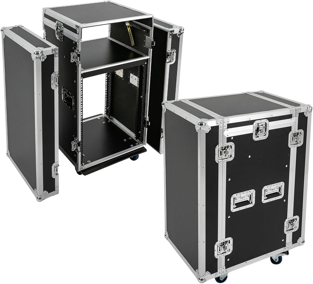 12U Recording Studio Racks, Audio Rack/Road Case Vertical Rack with Table with 4 Wheels,PA DJ Cabinet Up to 66.19LB for Studios, Home Theatres, KTV