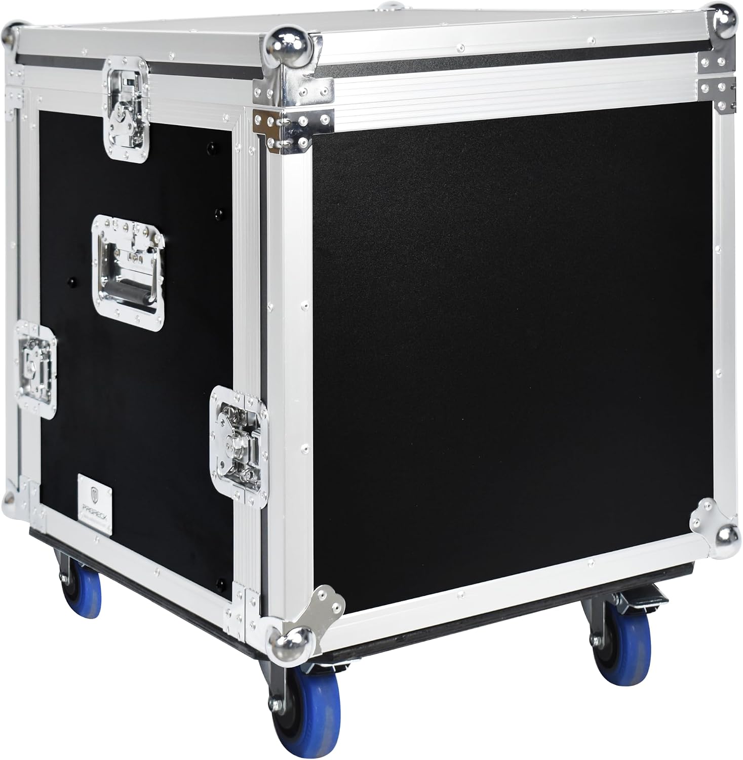 PRORECK 10U Rack/Road Case With Slant Mixer Top, And Casters, 20'' Rackable Depth, Plywood, 10U Installation Size, Pro Stage Performance.