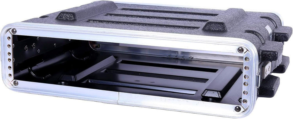 Crossrock Stackable 2U Rack Case, Standard 19.25' Depth, Polyethylene Hard-shell Construction with Heavy Duty Hardware-Black(CRA9602U)