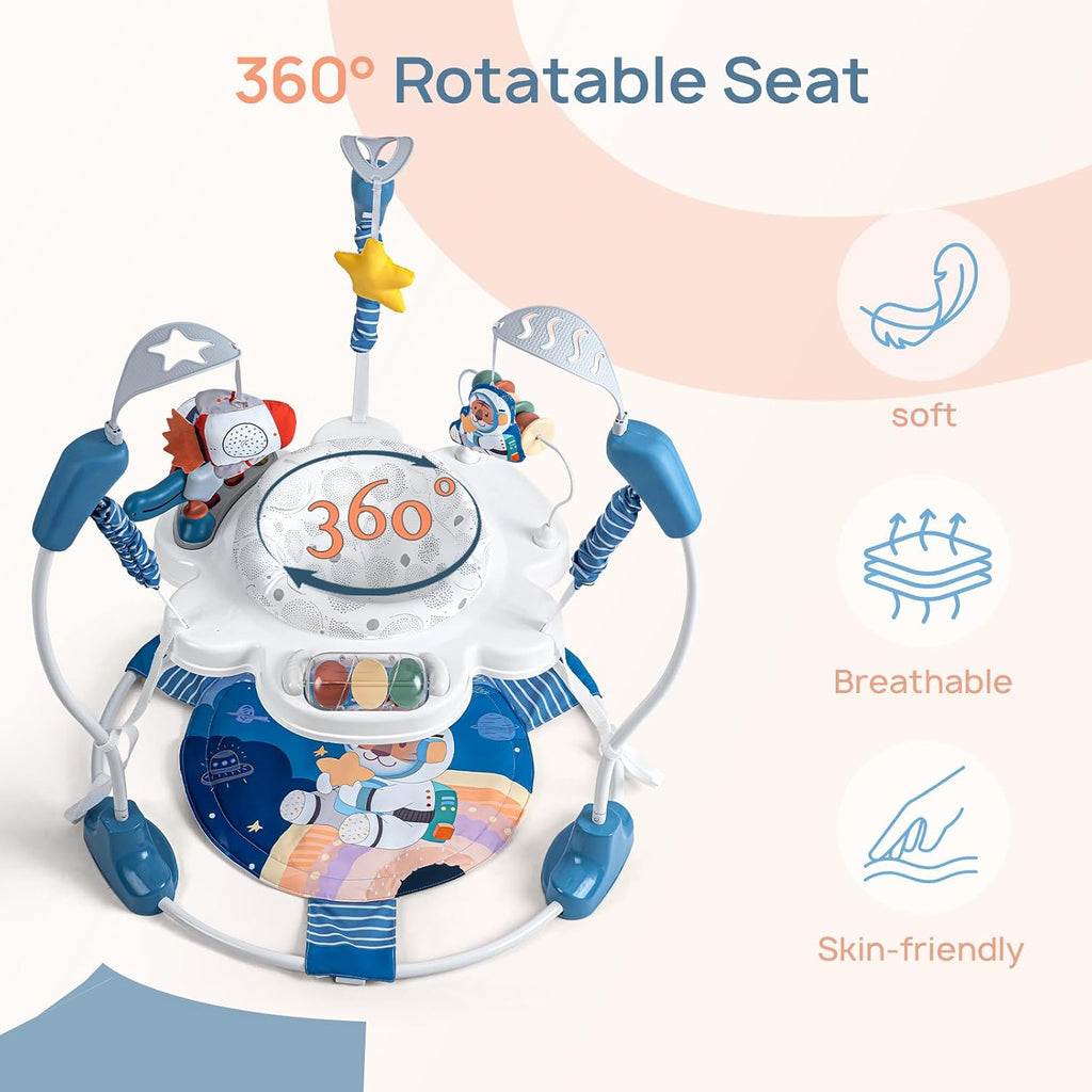 Baby Activity Center, Baby Jumper Activity Center with Music, Interactive Toys, 360° Rotating Seat, 3 Adjustable Heights, Infant Activity Jumper for 6+ Months (Space Tiger)