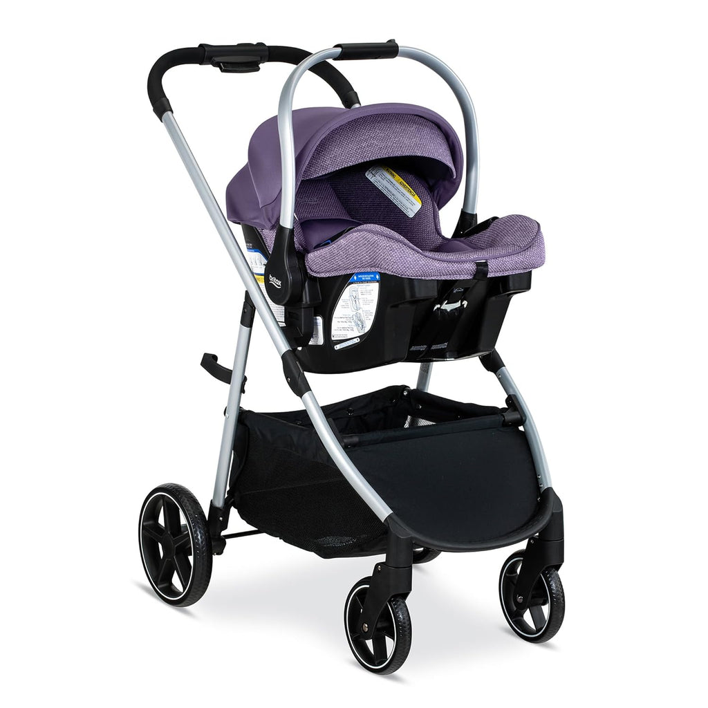 Britax Willow Grove SC Travel System, Infant Car Seat Stroller Combo with Willow SC Infant Car Seat, Alpine Base, and Grove Stroller; ClickTight Technology, SafeWash & StayClean Fabrics — Pindot Iris
