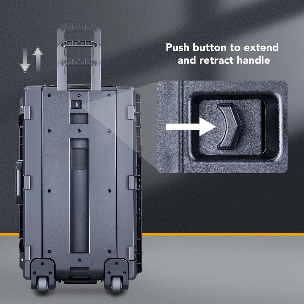 Lykus HC-7530 Large Waterproof Hard Case with Wheels and Customizable Foam, Interior Size 29.5x17.7x11.8 inch, Suitable for cameras, lenses, electronic equipment and more