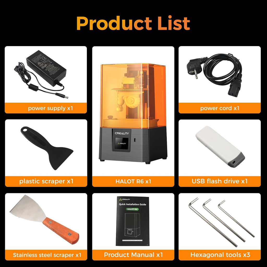 Creality 3D Printer HALOT R6 Resin 3D Printers:Upgraded Light Source with High-Precision Printing LCD Monochrome Screen,Easy Operation No Assembly Required for Kids and Beginner