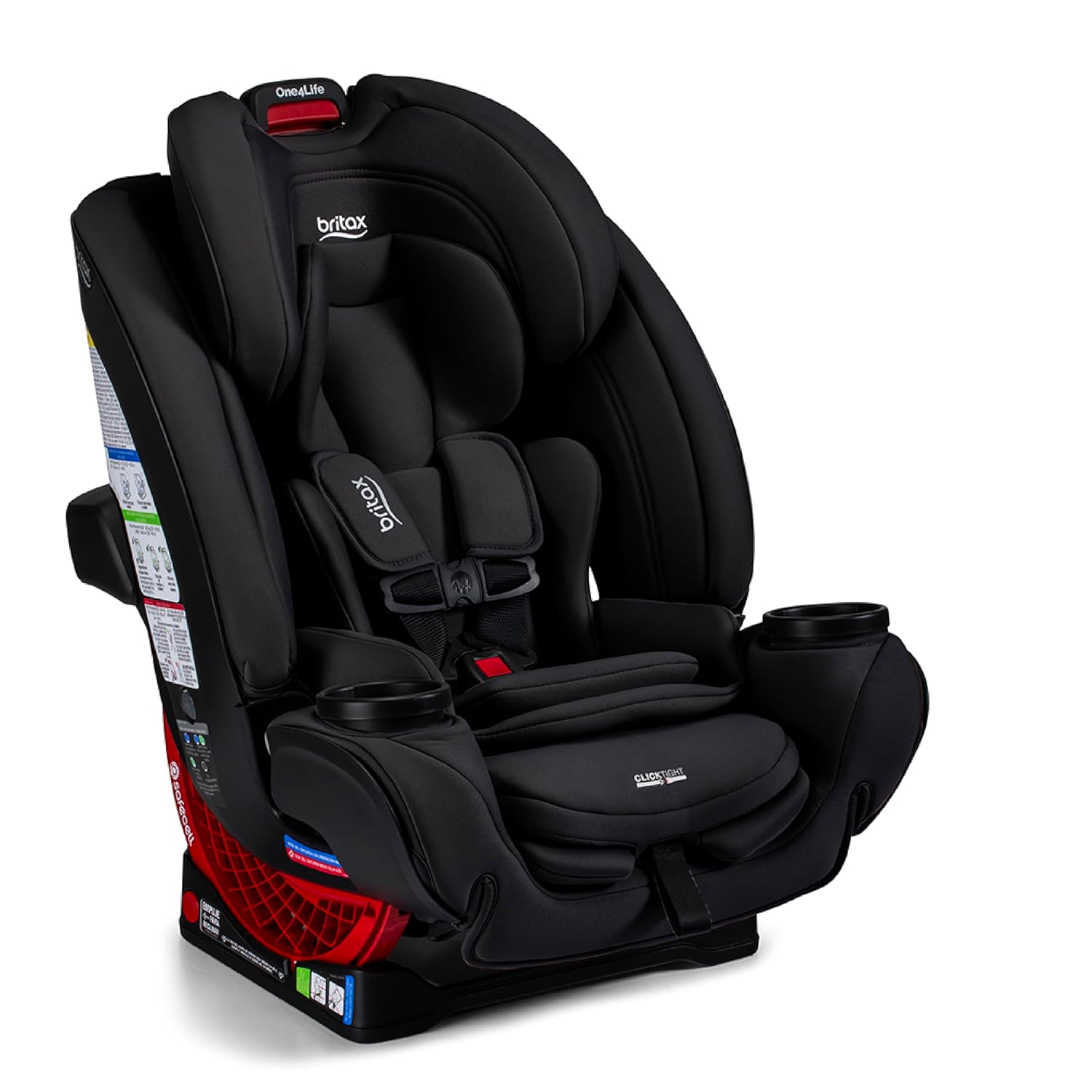 Britax One4Life All-in-One Car Seat, Up to 10 Years of Use, Rear Facing, Forward Facing, & Booster Modes, Extended Rear-Facing, ClickTight Installation & Breathable SafeWash Fabrics — Raven Black