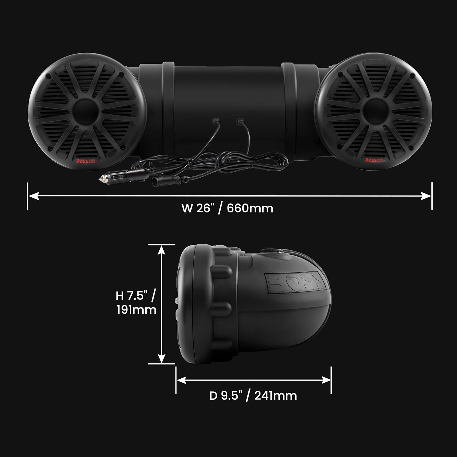 BOSS Audio Systems ATV25B ATV UTV Sound System - 6.5 Inch Speakers, 1.5 Inch Tweeters, Full Range, IPX5 Weatherproof, Bluetooth Remote, Built-in Amplifier, Golf Cart Compatible
