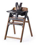 Momcozy High Chair, 5-in-1 Convertible Wooden High Chair with Food-Grade Tray, Baby Set with Removable Harness and Toddler Tower, Highchair for 6 Months to 308 lb, Adjustable & Ergonomic, Walnut