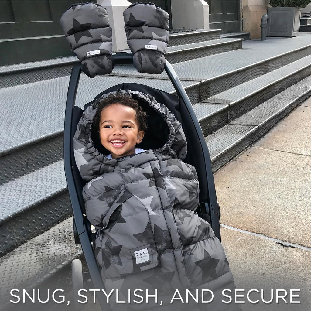 7AM Enfant Stroller Blanket 212 - Adjustable Baby Car Seat Zipped Blanket for Babies Winter, Unisex Multi Purpose Fleece Lined Warm Hooded Toddler Footmuff Water Repellent | (6M - 4T)
