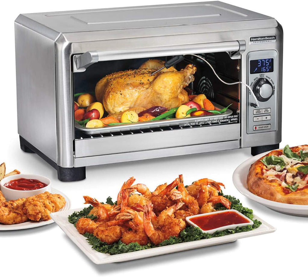 Hamilton Beach Professional Sure-Crisp Digital Toaster Oven Air Fryer Combo, 1500W, Fits 12' Pizza 6 Slice Capacity, Temperature Probe, Stainless Steel (31243)
