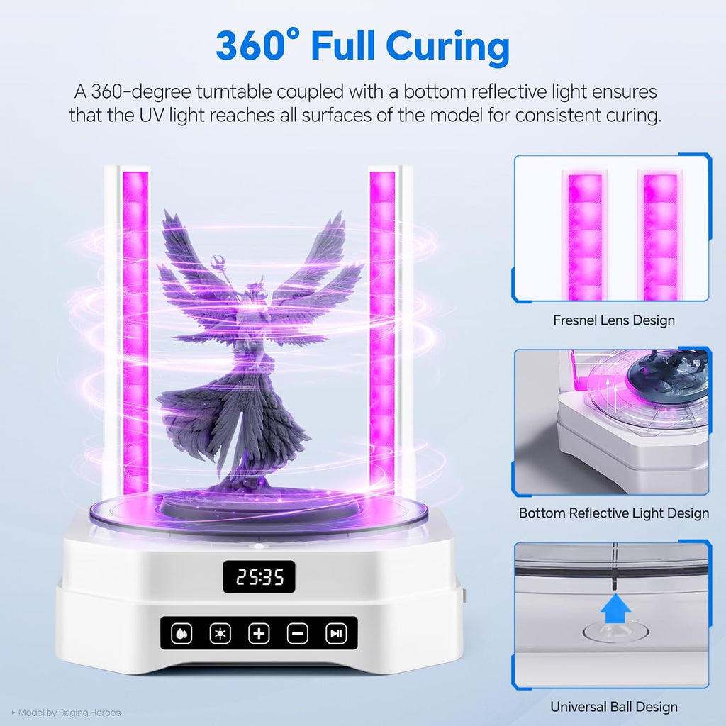 ELEGOO Mercury Plus 3.0 Larger Wash and Cure Station, Resin Curing Machine for LCD/SLA/DLP 3D Printing Models, Best for Saturn, Mars 3D Printer, Washing Size of 230 * 135 * 260mmm