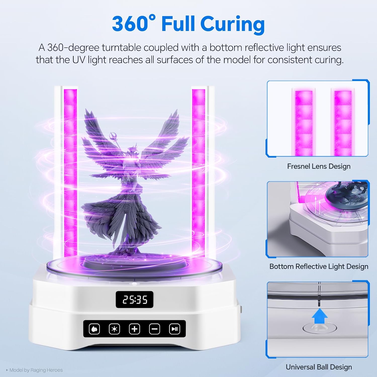 ELEGOO Mercury Plus 3.0 Larger Wash and Cure Station, Resin Curing Machine for LCD/SLA/DLP 3D Printing Models, Best for Saturn, Mars 3D Printer, Washing Size of 230 * 135 * 260mmm