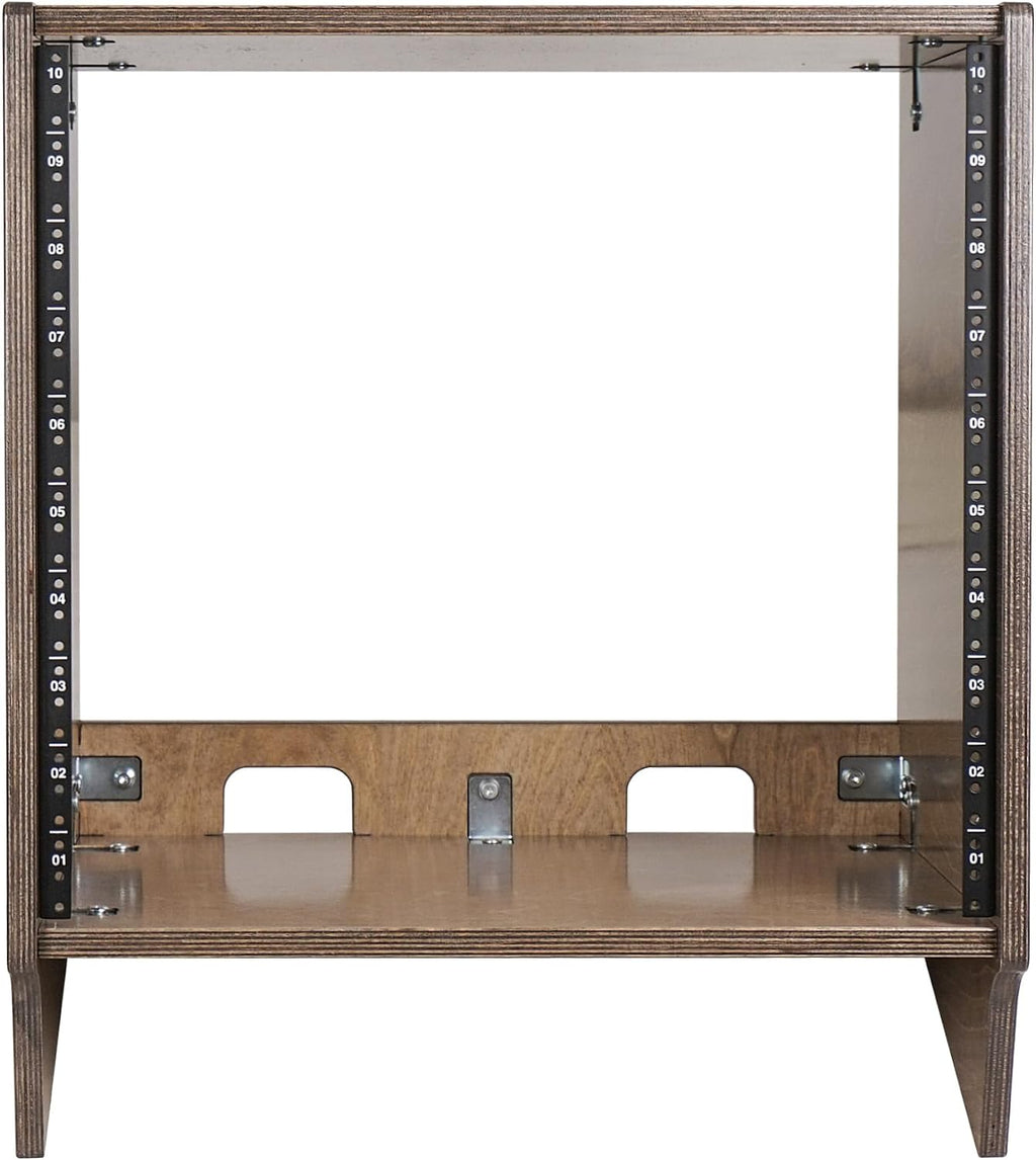 Sound Town DIY 10U Angled Desktop Turret Studio Rack with Solid Baltic Birch Plywood, Weathered Brown, Assembly Required (SDRK-10SLB)
