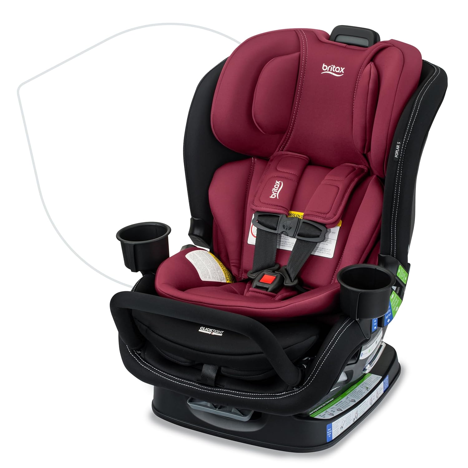 Britax Poplar S Convertible Car Seat, 2-in-1 Car Seat Extended Rear Facing, 17' Slim Car Seat Design with Fast & Easy ClickTight Installation, Anti-Rebound Bar & SafeWash Fabrics — Ruby Onyx