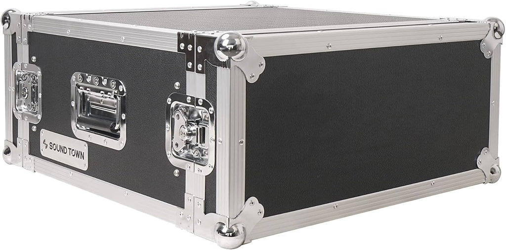 Sound Town Shock Mount 4U ATA Plywood Rack Case with 21' Rackable Depth, 4-Space Size, Pro Tour Grade (STRC-SP4U)