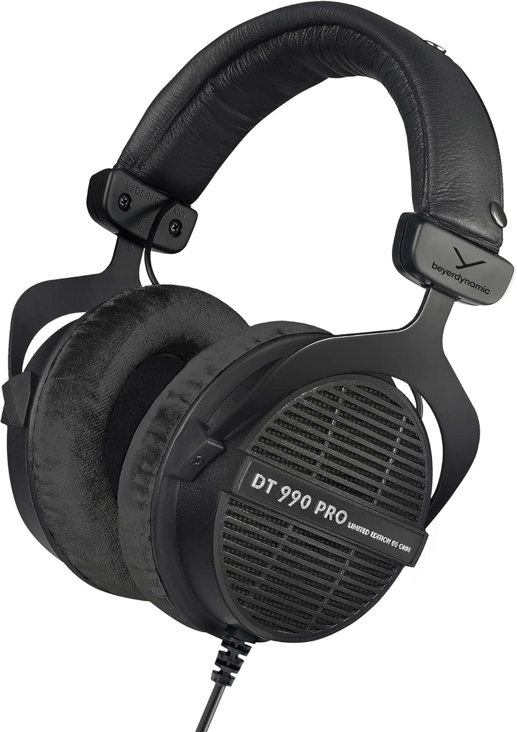 beyerdynamic DT 990 PRO, 80 Ohm, Open Back, Over Ear, Wired Professional Studio Headphones, Gaming, Podcast, Audiophile, Mixing, 3m Straight Cable, Black with Limited Edition Black Velour Ear Pads