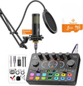 Podcast Equipment Bundle,5RGB Mixer with XLR-6.5mm interface,Dynamic Microphone, TF Card, Surround Sound, Suitable for Streaming/TikTok/YouTube, Compatible with Mobile Phones, PC,Camera RS2