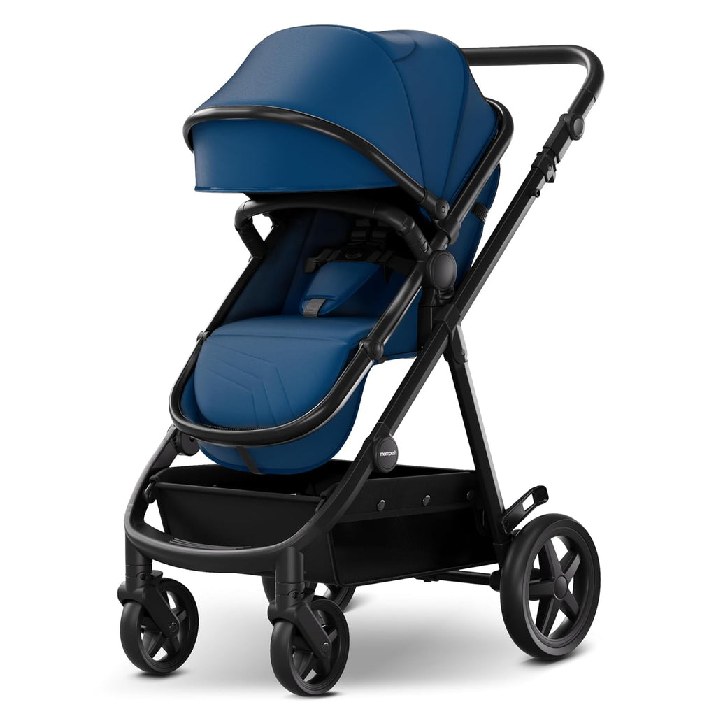 Mompush Meteor2 Baby Stroller 2-in-1 with Newborn Mode, Large Shock-Absorbing Wheels, Car Seat Adapter Included – Full-Size Infant & Toddler Stroller for All-Terrain Family Outings