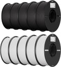 Creality 10 Pack PLA 1.75mm Filament Bundle for 3D Printing with No-Tangling Strong Bonding and Overhang Performance, Accuracy +/- 0.02mm (5 Black+5 White)
