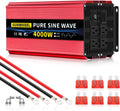 SUNWHEEL 4000W Pure Sine Wave Inverter, Solar Off-Grid Inverter, 12V DC to 110V 120V AC for RV、Microwave、Truck、Refrigerator、Freezer、TV、Air Conditioner with 4 AC outlets and LCD Display