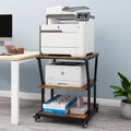 Natwind 3-Tier Large Printer Stand,23.6'x23.6'x29.5' Heavy-Duty Printer Table Cart with Paper Storage Shelf & Wheels,Ideal for Home Office Laser Printers, Copiers (Retro)