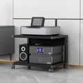 AV Media Stand with Wheels, 2-Tier Audio-Video shelving, Modern Console Wooden Storage Shelves, Stereo Racks and Stands, Audio Tower Corner Entertainment Center, for Living, Gaming Room(Black,50x40x40