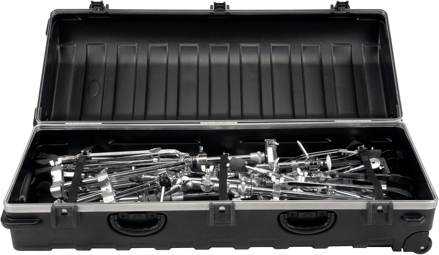 SKB ATA Large Stand Case with Wheels TSA Latches, Durable Transport Solution for Equipment, 49.5x20.25x13.5', Over-Molded Handle, Secure Straps, Black