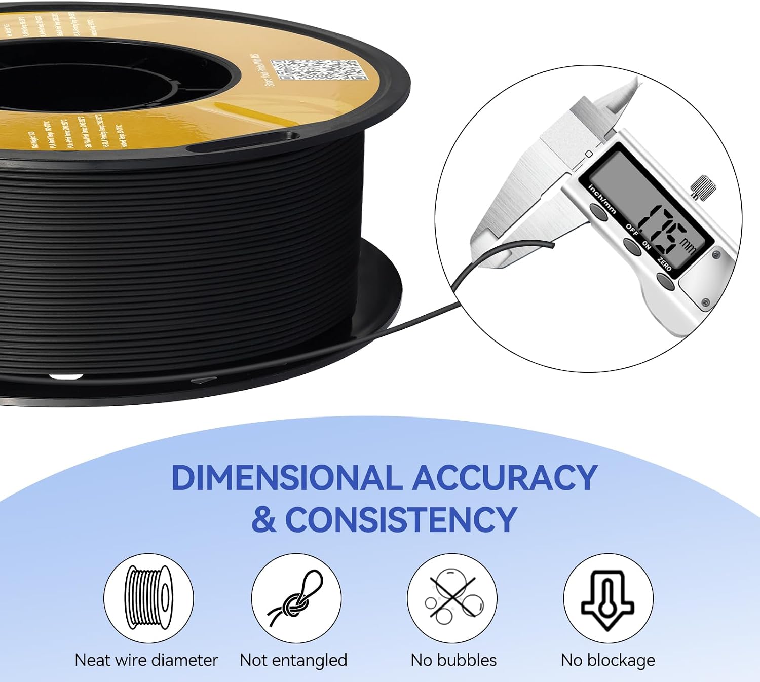 Kingroon Matte PLA Filament 1.75mm 3D Printer Filament Matte Filament 10kg Dimensional Accuracy +/- 0.02 mm (10 Rolls Black)
