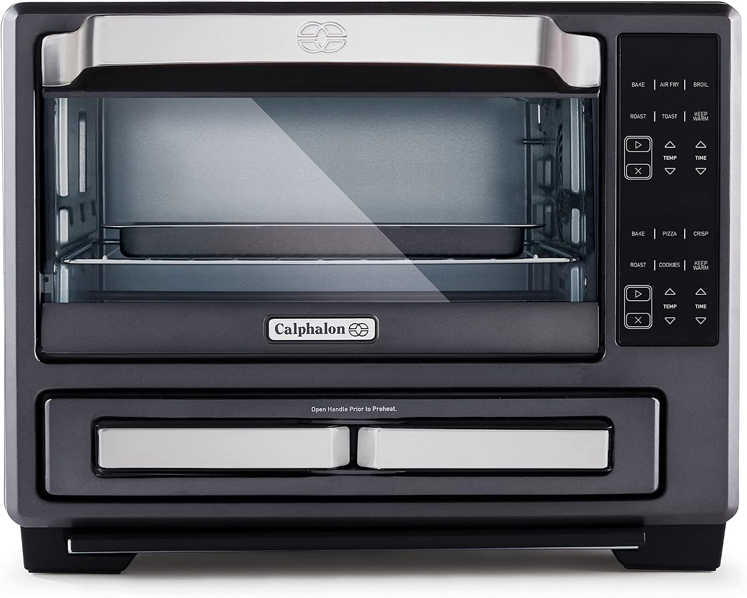 Calphalon Performance 12-in-1 Air Fry Toaster Oven with Dual Zone 12' Pizza Drawer Oven combo,Digital Precision Controls, Dark Stainless