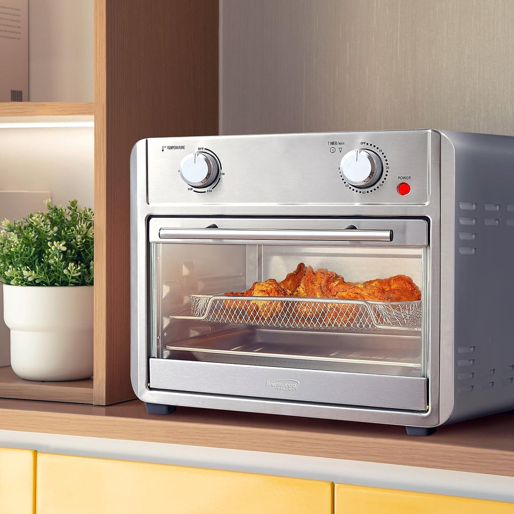 Brentwood AF-2400SI 24-Quart Convection Air Fryer Toaster Oven with 60-Minute Timer, Silver