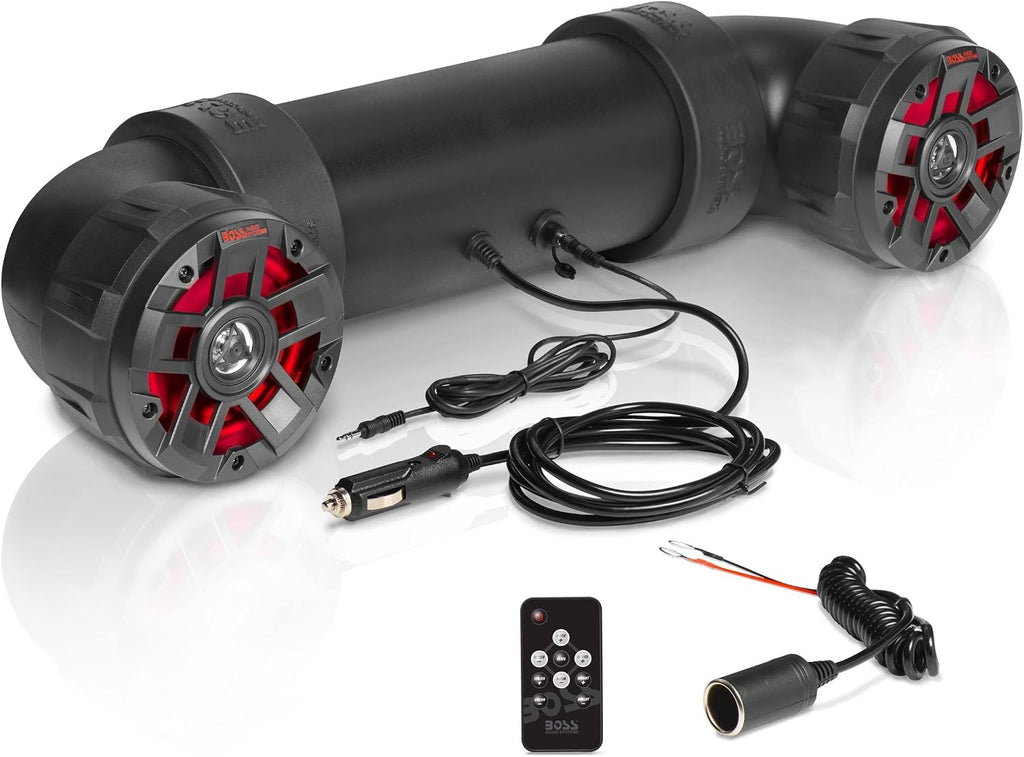 BOSS Audio Systems UTV4BRGB ATV Sound System - 4 Inch Speakers, Tweeters, IPX5 Weatherproof, Bluetooth, Built-in Amplifier, Multi-Color Illumination