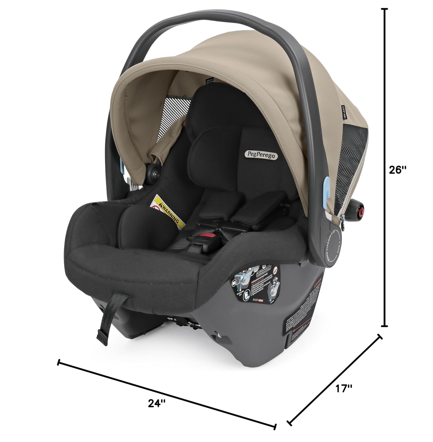 Peg Perego Primo Viaggio Nido - Rear Facing Infant Car Seat - Includes Base with Load Leg & Anti-Rebound Bar - for Babies 4 to 30 lbs - Made in Italy - Vanilla Blend