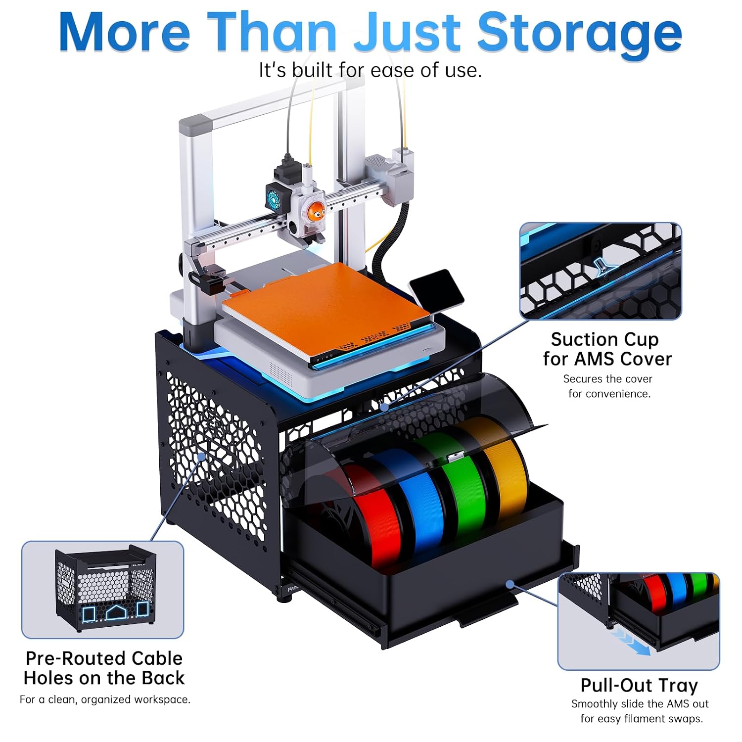 BIQU Panda Stack for Bambu-Lab A1 A1 Mini, 3D Printer AMS Stand Riser, Space Saving AMS Holder, Expandable Honeycomb Side Design