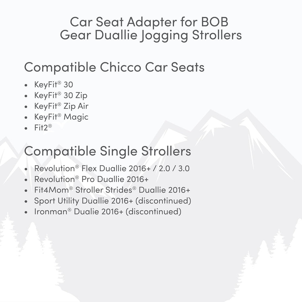 BOB Gear Duallie Jogging Stroller Infant Car Seats Adapter for Chicco Branded Car Seats