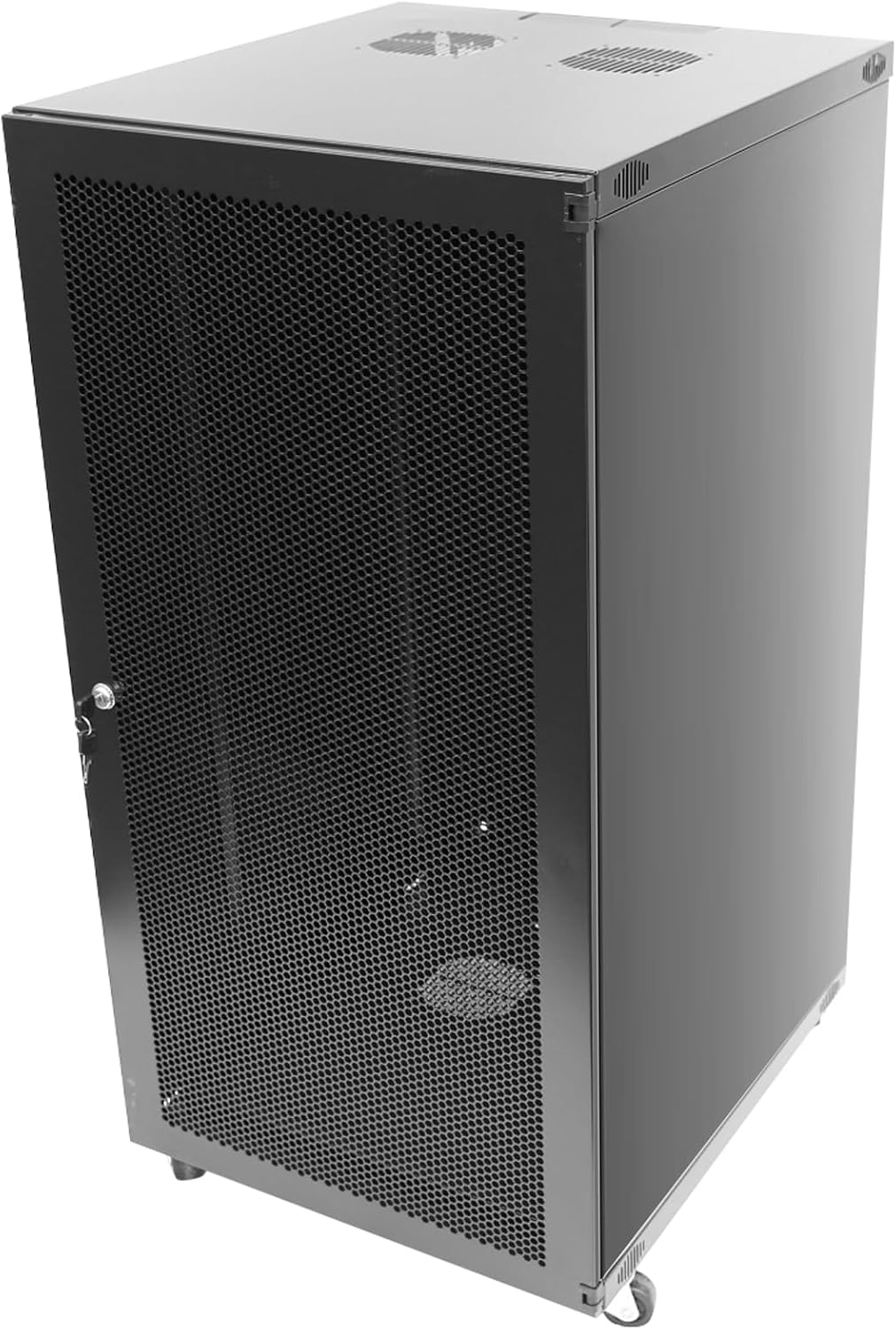 22U Server Cabinet Wall Mount Rack Enclosure with Caster Wheels 2 Server Fans Locking Grid Gate Removable Side Panels 19' Network Cabinet 15-18.5' Installation Depth Heavy-duty frame(22u cabinet 44IN)