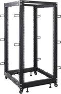 Sound Town 4-Post 25U Open Frame Sever and Network Equipment Rack with Adjustable Depth 22'-40', Casters, Levelers, Cable Management (ST4POF-A25U)