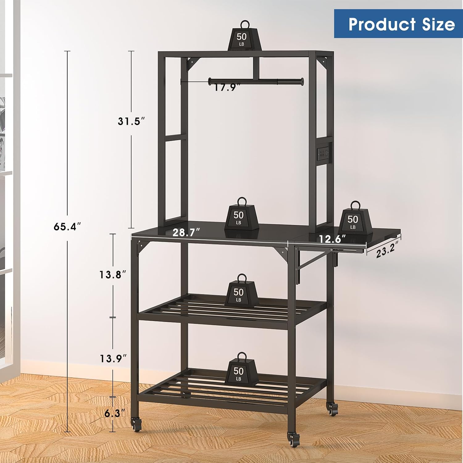3D Printer Stand, Heavy Duty 3D Printer Table Stand with Filament Storage Rack, T-Shaped Spools Holder Rack with Wheels,3D Printer Workbench for 3D Printing Studio
