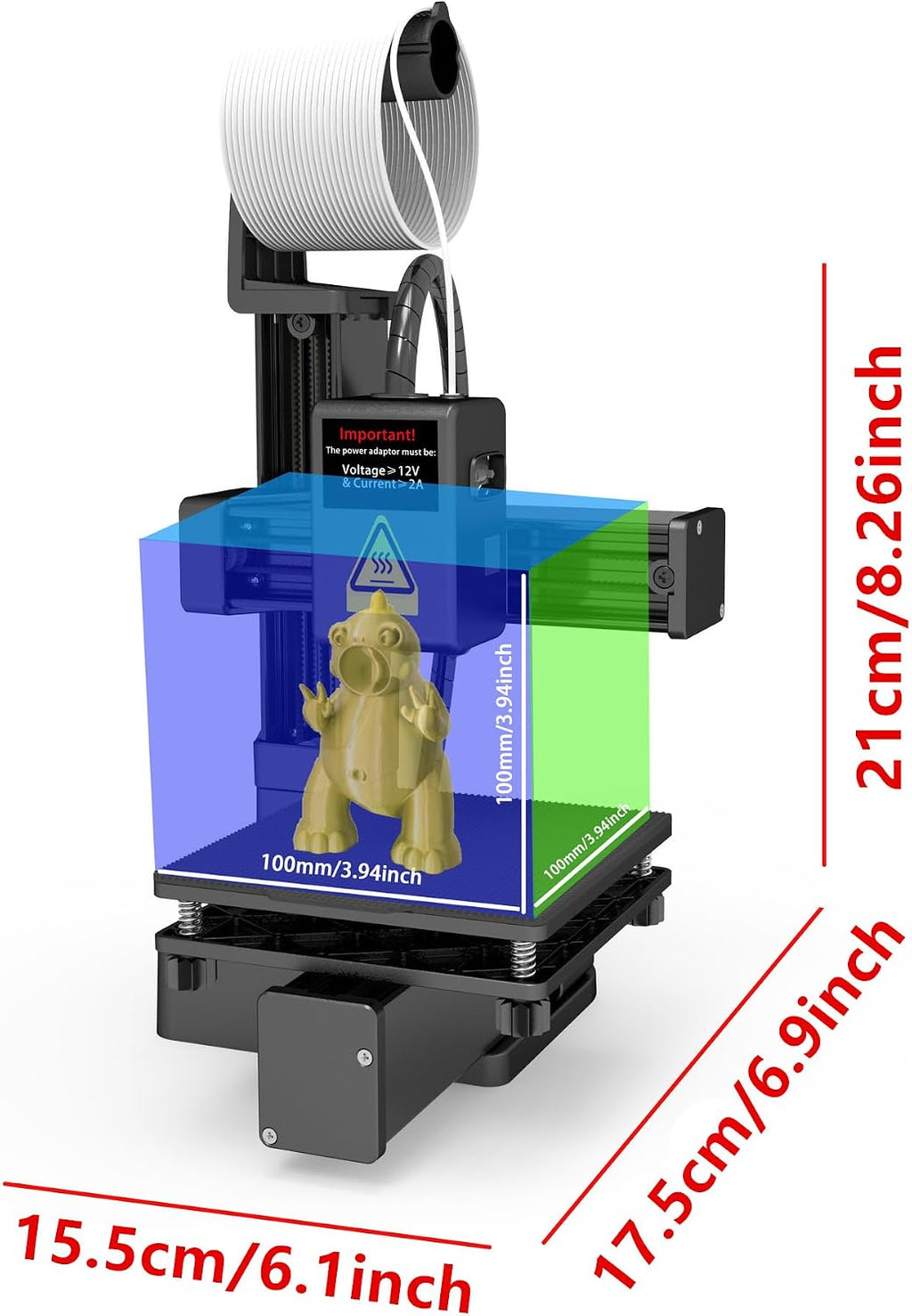 Portable 3D Printer - Compact FDM 3D Printer with Removable Build Plate, PLA & TPU Filament Compatibility, 0.4mm Nozzle, 100x100x100mm Build Volume, Easy-to-Use Design for Beginners