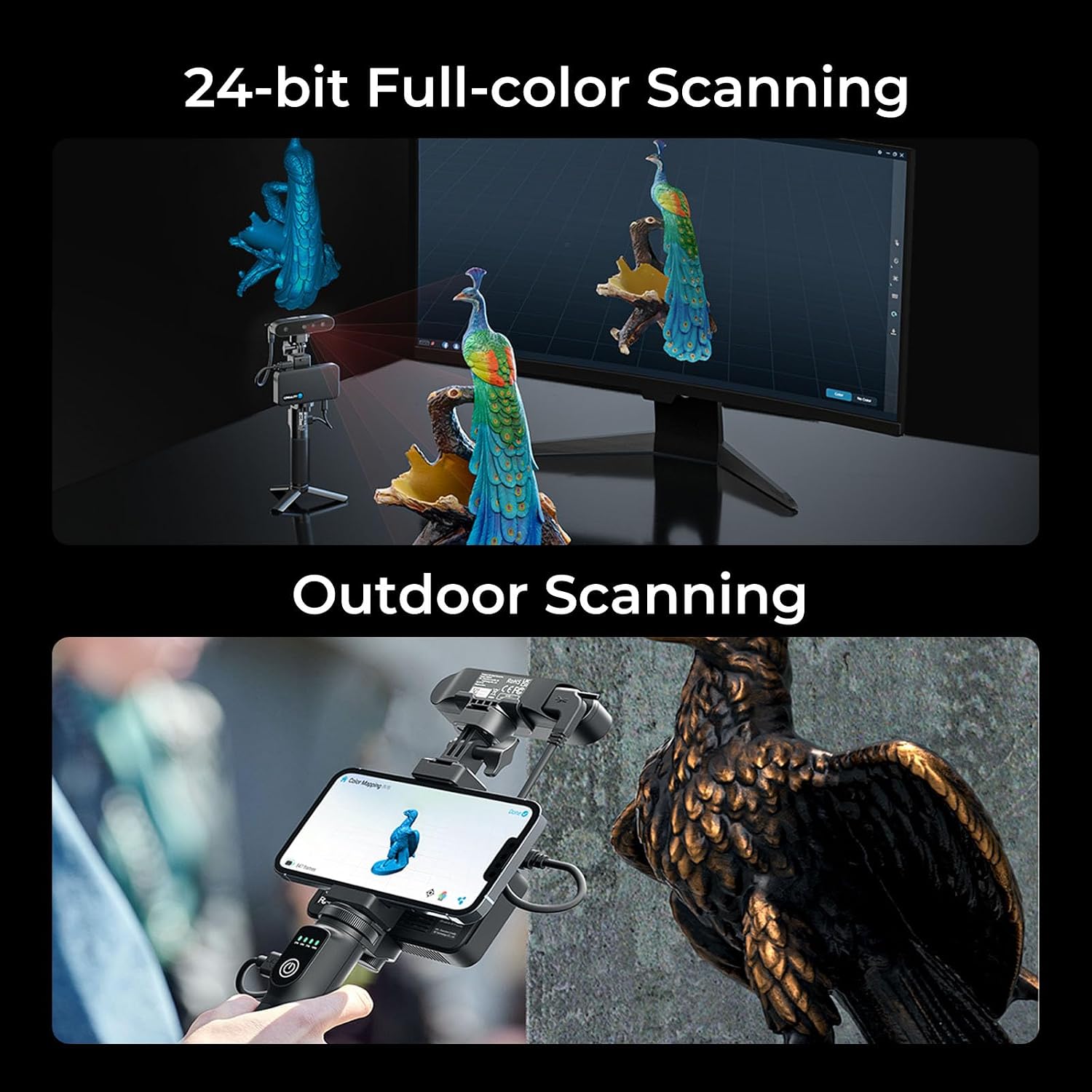 Creality 3D Scanner CR-Scan Ferret Pro for 3D Printing, Upgrade Handheld Scanner with Wireless Scanning Anti-Shake Tracking, Fast Full-Color Scan, 0.1mm Accuracy for iOS/Android Phone PC Win 10/11